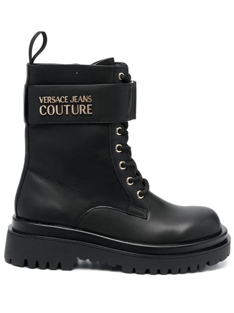 versace denim boots|Versace combat boots.